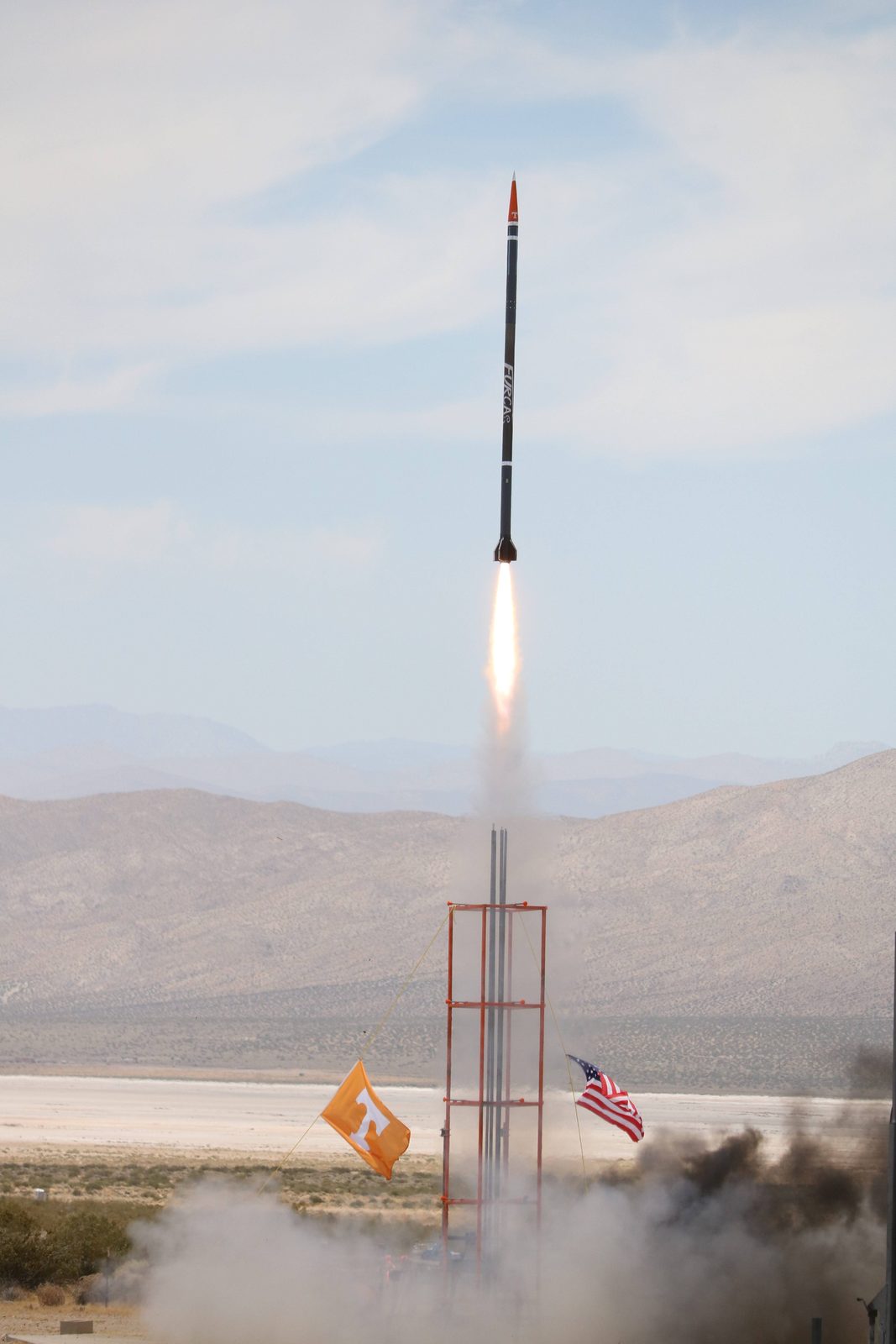 Rocket launch plume during liftoff